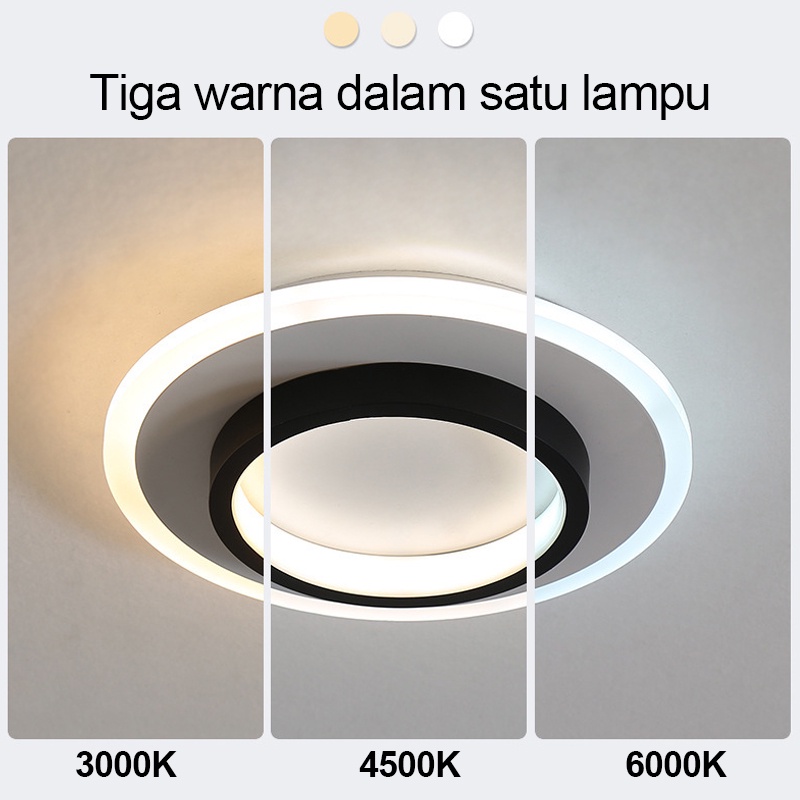 Golden LED Lampu Plafon 3Warna LED Ceiling Light Lampu Hias Rumah Ruang Tamu Kamar Minimalis Tempat Lampu Plafon