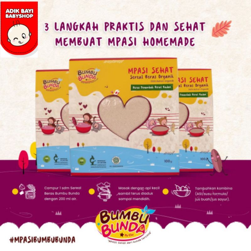 Bumbu Bunda Sereal Beras Organic Penambah Berat Badan Beras Merah 100gr Cereal Bayi Sehat Shopee Indonesia