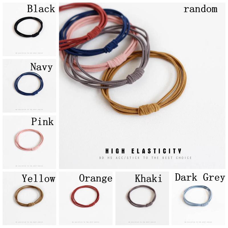 10pcs Ikat Rambut Gadis Warna Murni Sederhana Aksesoris Rambut Wanita Karet Rambut Elastis Ponytail Holder Karet Gelang