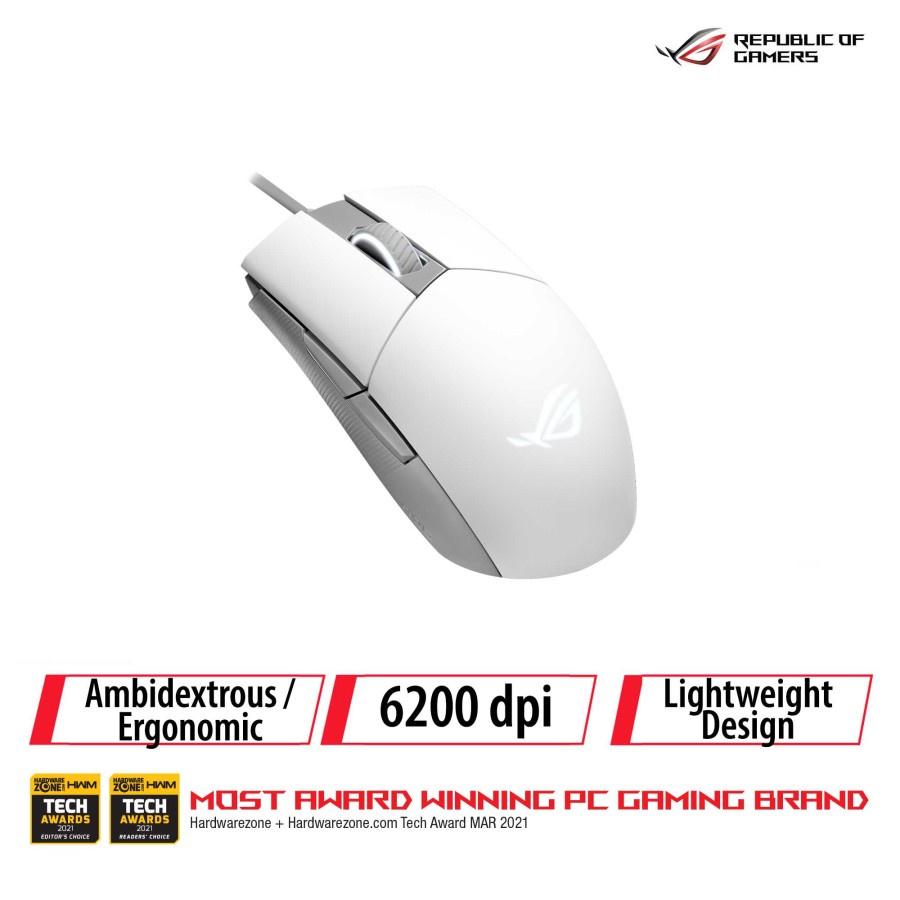 ASUS ROG STRIX IMPACT II MOONLIGHT - Gaming Mouse RGB White P516 ML