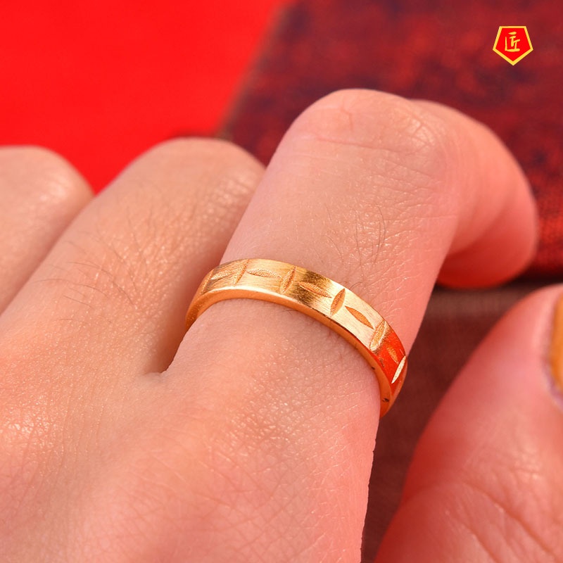 [Ready Stock]Fashion Geometry Pattern Graphic Carven Design Gold Ring