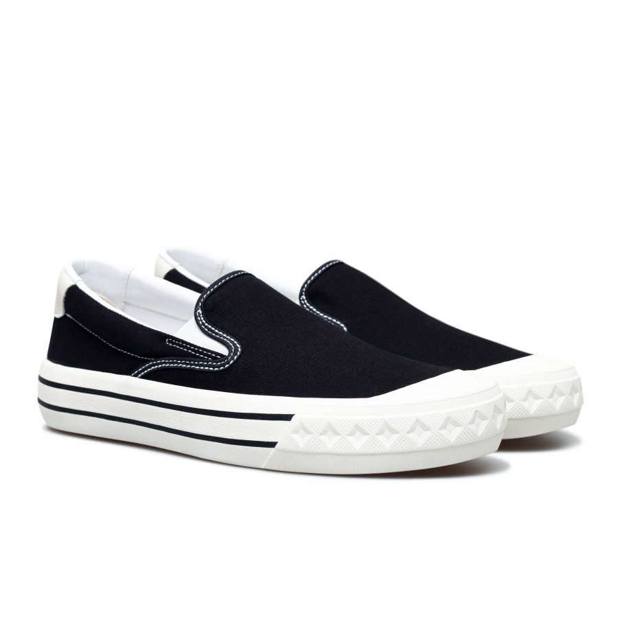 Sepatu Compass Retograde Slip On [Black White/Green/White/Blue]-Black White
