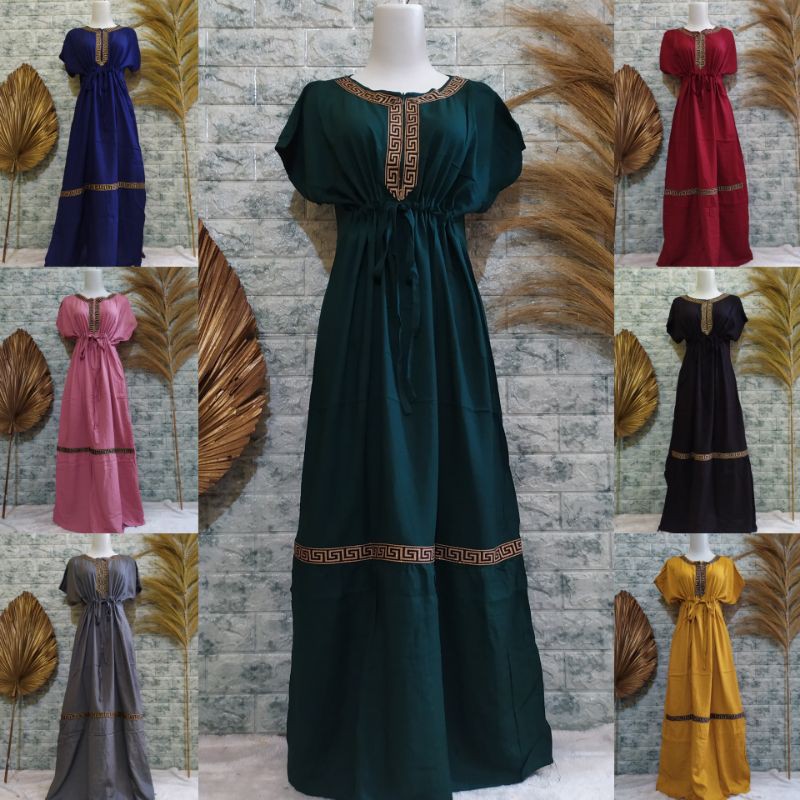 Daster Arab Rayon Songket Fendi Tali Serut Dada Busui Original Pribadress - Daster LongArab
