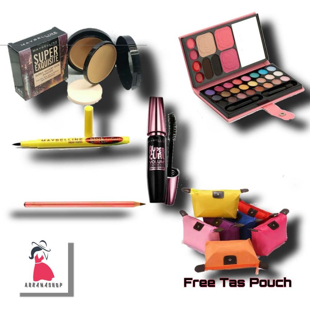 Paket Lengkap Makeup 5 in1 Termurah-Terlengkap-Eyeshadow-Free Tas Pouch