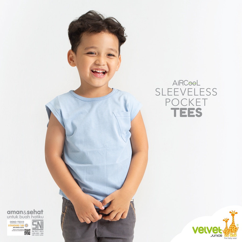 Velvet Junior Kaos Anak Laki-Laki Sleeveless Pocket Tees / Kaos Anak Perempuan - Ruffle Tees Kaos Atasan Anak