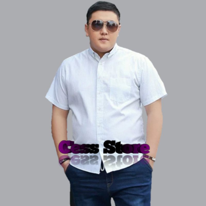 kemeja over size kemeja pria dewasa jumbo polos lengan pendek, kemeja pria jumbo lengan pendek, keme