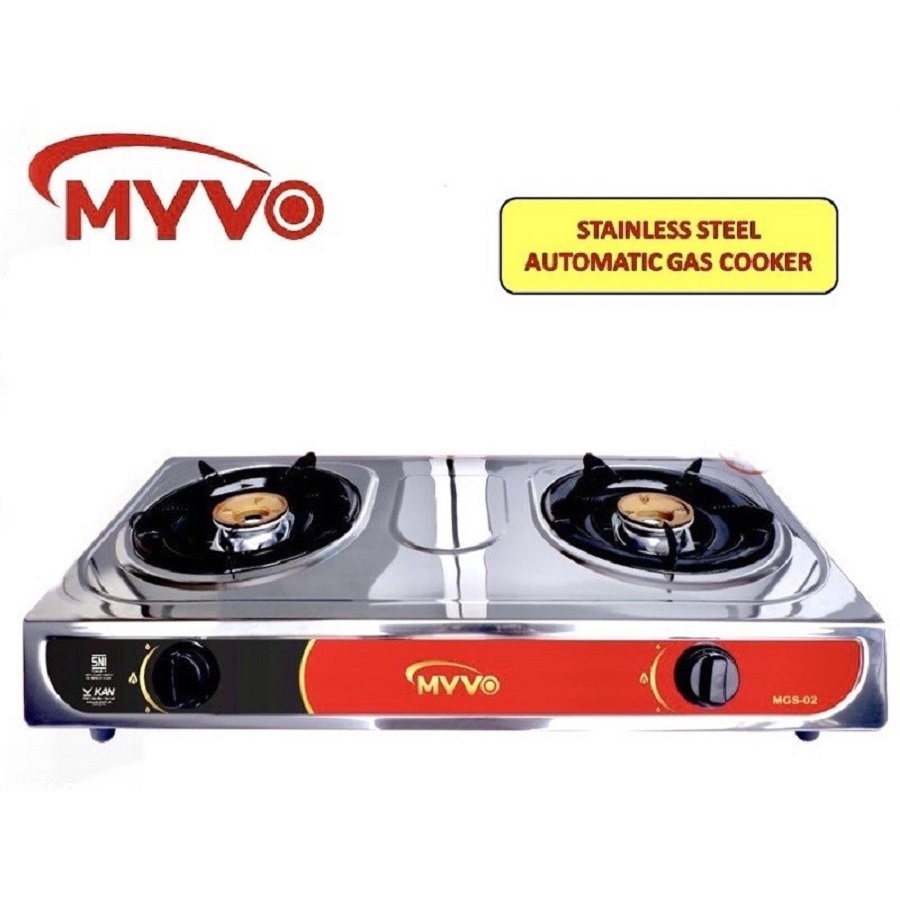 KOMPOR GAS MYVO MGS02  2 TUNGKU STAINLESS STEEL SNI