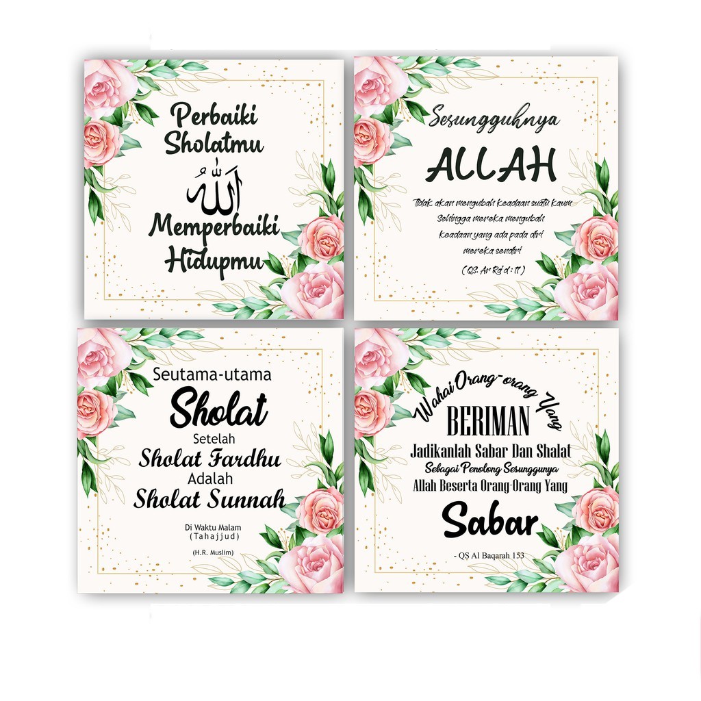 Ukuran (20x20cm) Pajangan Kaligrafi Islami Motivasi Nasehat Wall Decor Dekorasi Rumah  Ruang Tamu QUOT6 Hiasan Dinding