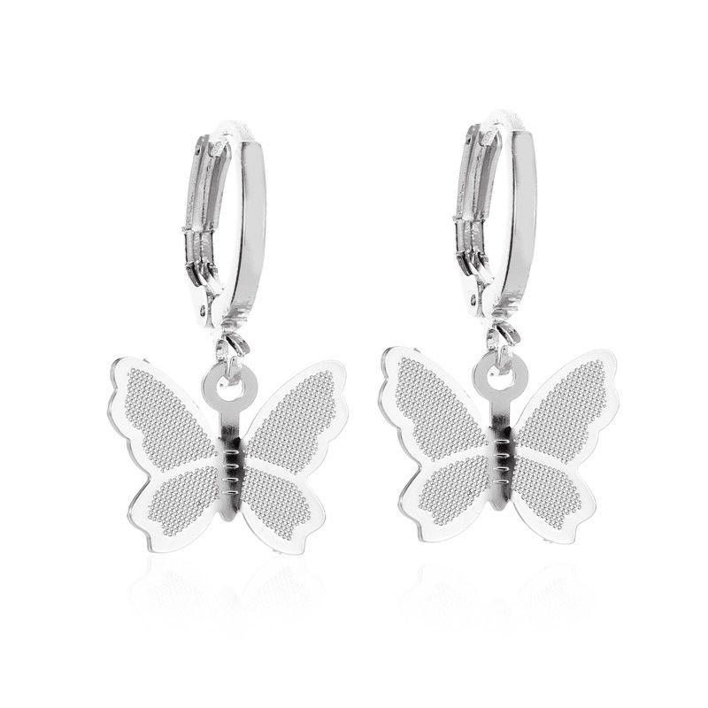 Anting Klip Tusuk Kupu Kupu Alloy Butterfly Clip Earrings Tipis