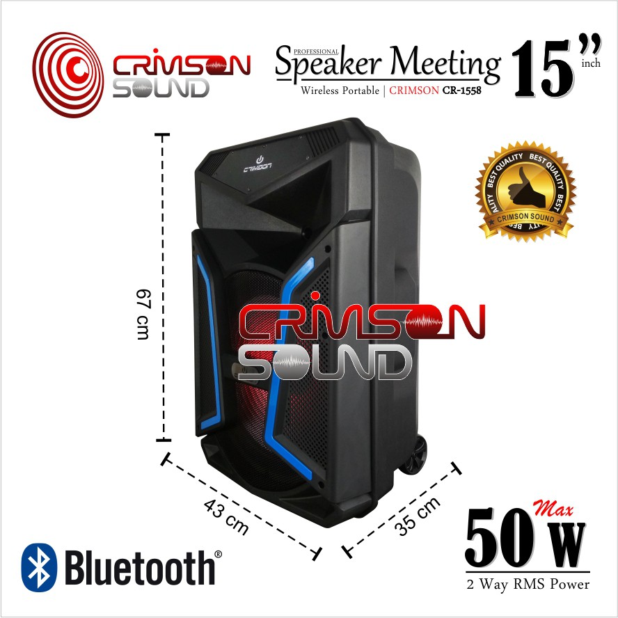 SPEAKER PORTABLE WIRELESS 15 INCH CRIMSON CR-1558