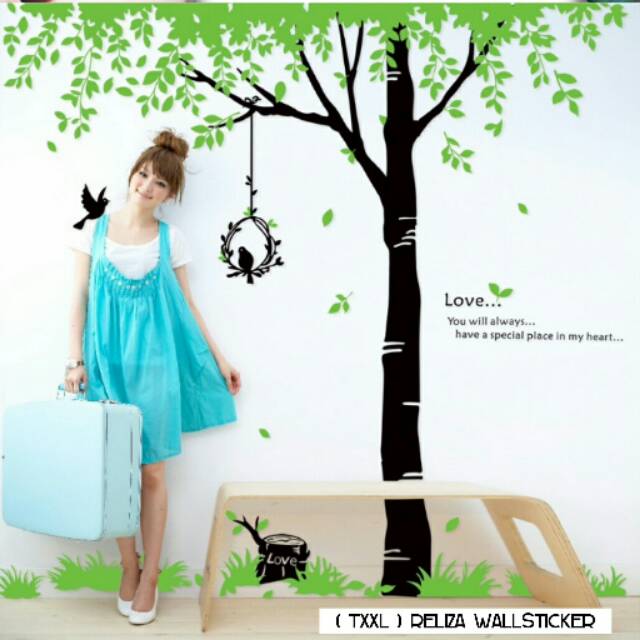 (TXXL) RELIZA WALL STICKER POHON HIJAU BESAR AY719 GREEN TREE STIKER DINDING