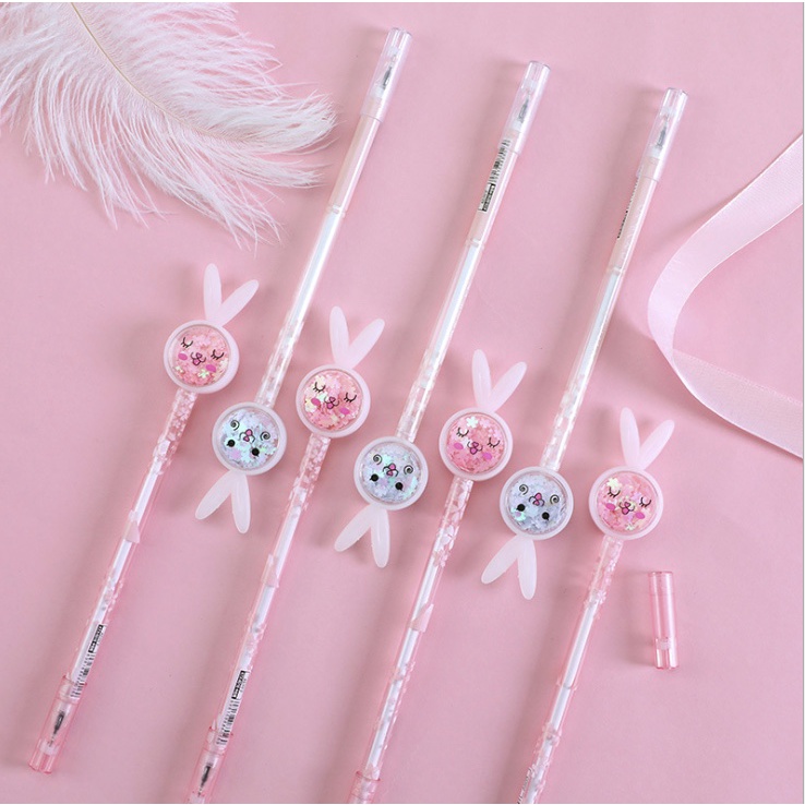 PENA PULPEN BUNNY RABBIT KELINCI PEN GLITER CANDY