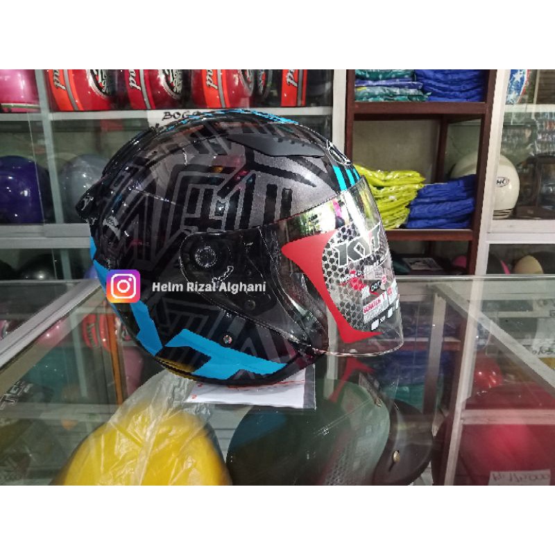 Jual KYT Galaxy Flat R Helm KYT Galaxy Slide KYT Half Face Flat Visor