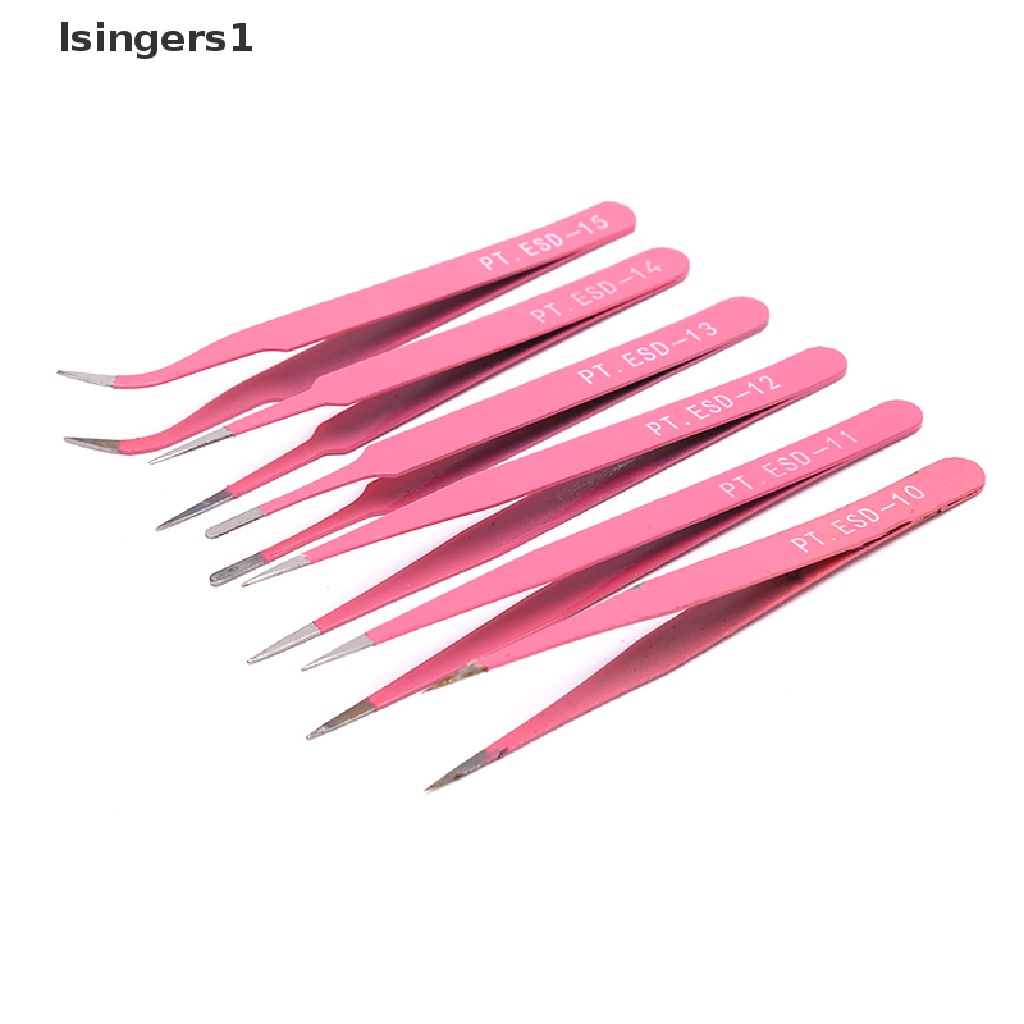 (lsingers1) Pinset Alis Profesional Bahan Stainless Steel Warna pink