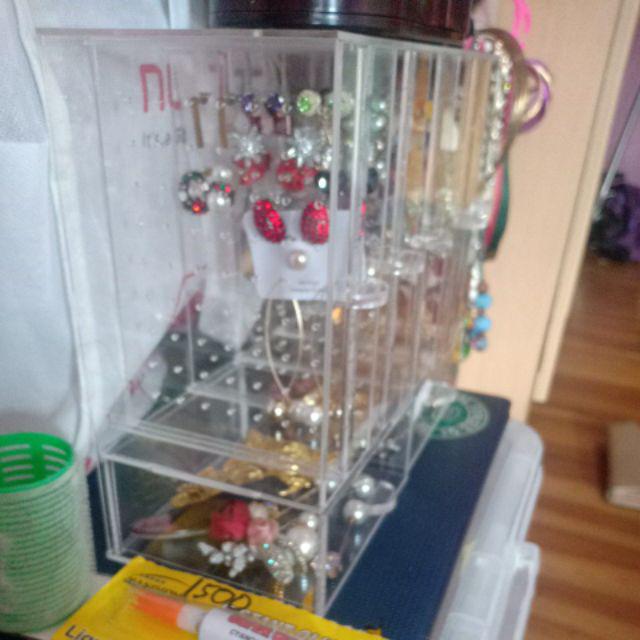 Acrylic Tempat Anting 5laci + Laci , Akrilik Jawerly Organizer 5slot