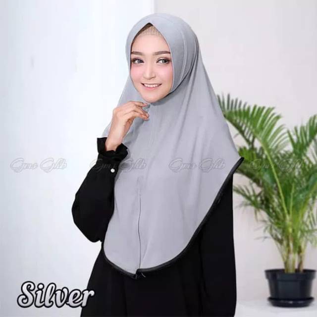 Hijab/jilbab Khimar Lis Zipper resleting