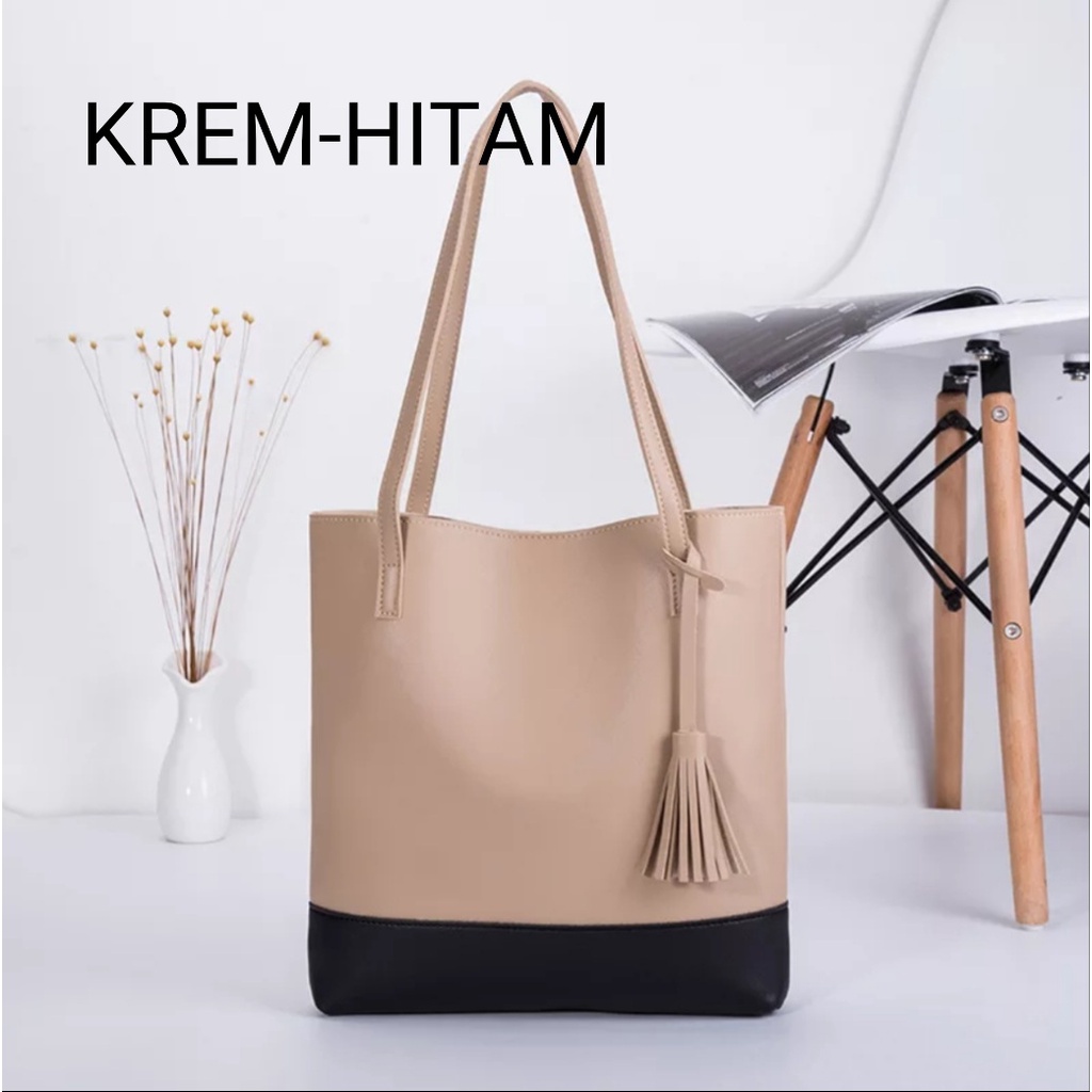 BIG RAMADAN SALE - [RESLETING] TOTEBAG TAIGA 32x35 RESLETING KULIT SINTETIS IMPORT | TOTEBAG BESAR UNTUK WANITA KERJA/KULIAH | TOTEBAG DUA WARNA | TOTEBAG IMPORT | TOTEBAG PRIA/WANITA | TOTEBAG KULIT TEBAL | TOTEBAG COKLAT | TOTEBAG CREAM | TOTEBAG HITAM