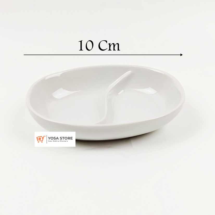 Mangkok Sambal Saos Kecap Keramik DSD Sekat Putih Polos Kedaung 1 Pcs