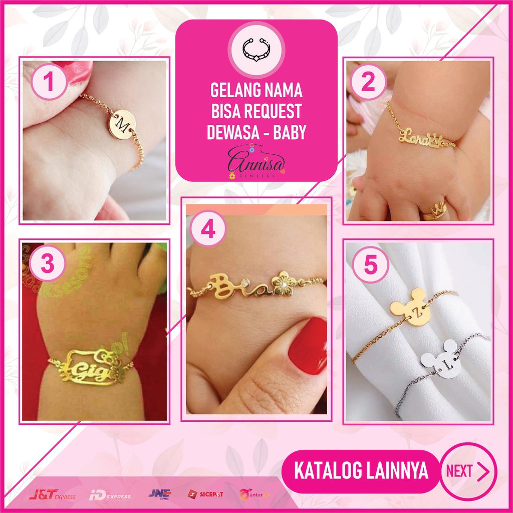 Gelang Nama Dewasa - Baby Gold / Silver