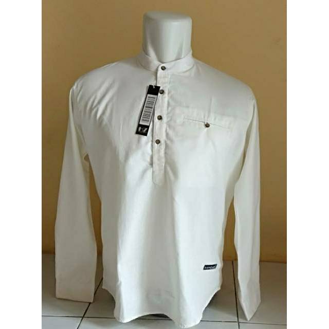 BEST Kemeja Koko Pria Warna Putih Tulang
