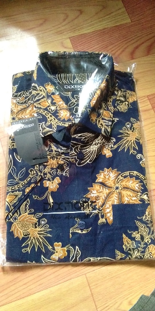 Kemeja Batik Pria Lengan Pendek Bs73 Katun Motif Modern Dixmont Semi Slimfit Premium