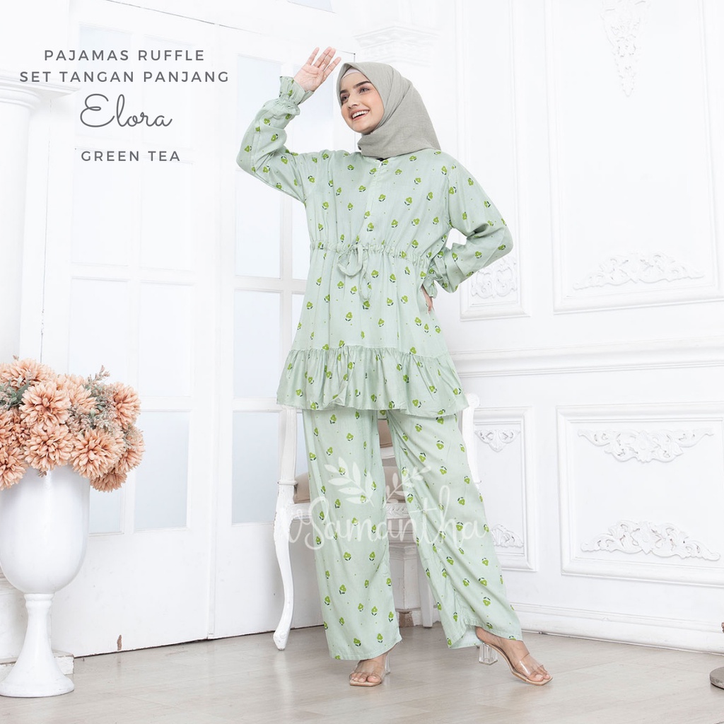 vSamantha - Pajamas Set / Piyama Set Muslim Rayon Rempel Busui Friendly - Tangan Panjang II