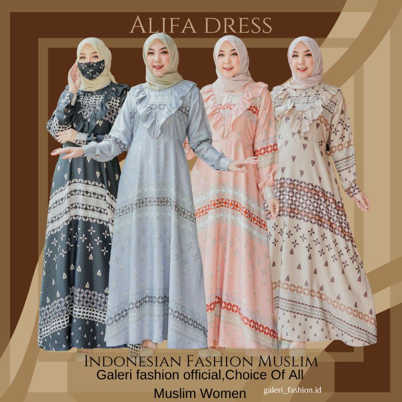 Gamis Maxmara Lux Alifa Dress Pesta Maxi Busui Kekinian Fashion Muslim Wanita Dior Silk Premium