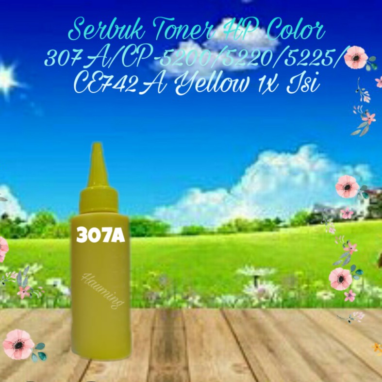 Serbuk Toner HP 307A CP5200 CP5220 CP5225 CP5225DN CP5225N CP5225XH CP-5225 CE742A Yellow 1x Isi