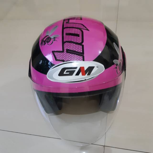 Helm Gm wanita motif pink bee