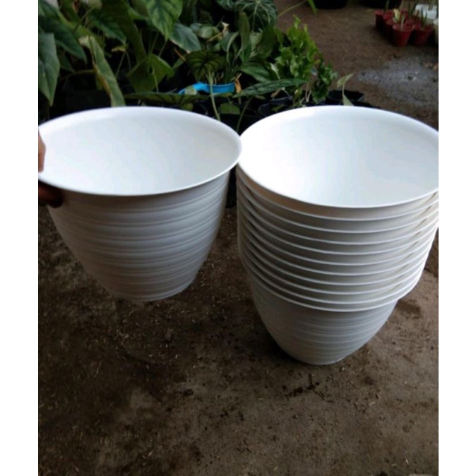 pot guci  atau pot tawon kw diameter 25/26cm / pot putih plastik 26cm