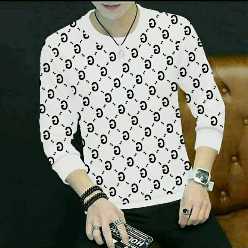 BAJU KAOS PRIA LENGAN PANJANG EDO MOTIF FASHION COWOK PREMIUM