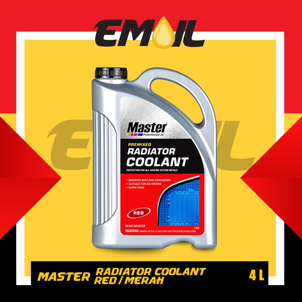 AIR RADIATOR COOLANT MERK MASTER WARNA MERAH GALON ISI 4 LITER