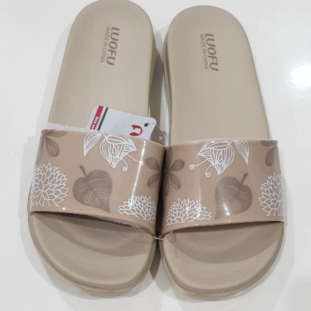 luofu E7159-L4 sandal selop wanita empuk ringan-coklat muda
