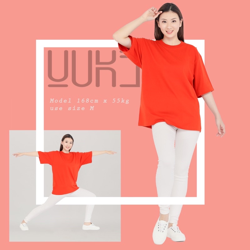 KAOS POLOS OVERSIZE PRIA & WANITA COTTON COMBED 24s BAJU BIG SIZE KOREAN STYLE TSHIRT OVERSIZED-Brick