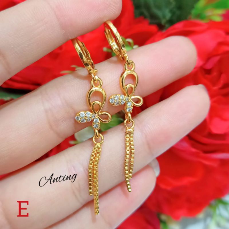 Anting Jurai permata termurah anti karat logam emas Korea new