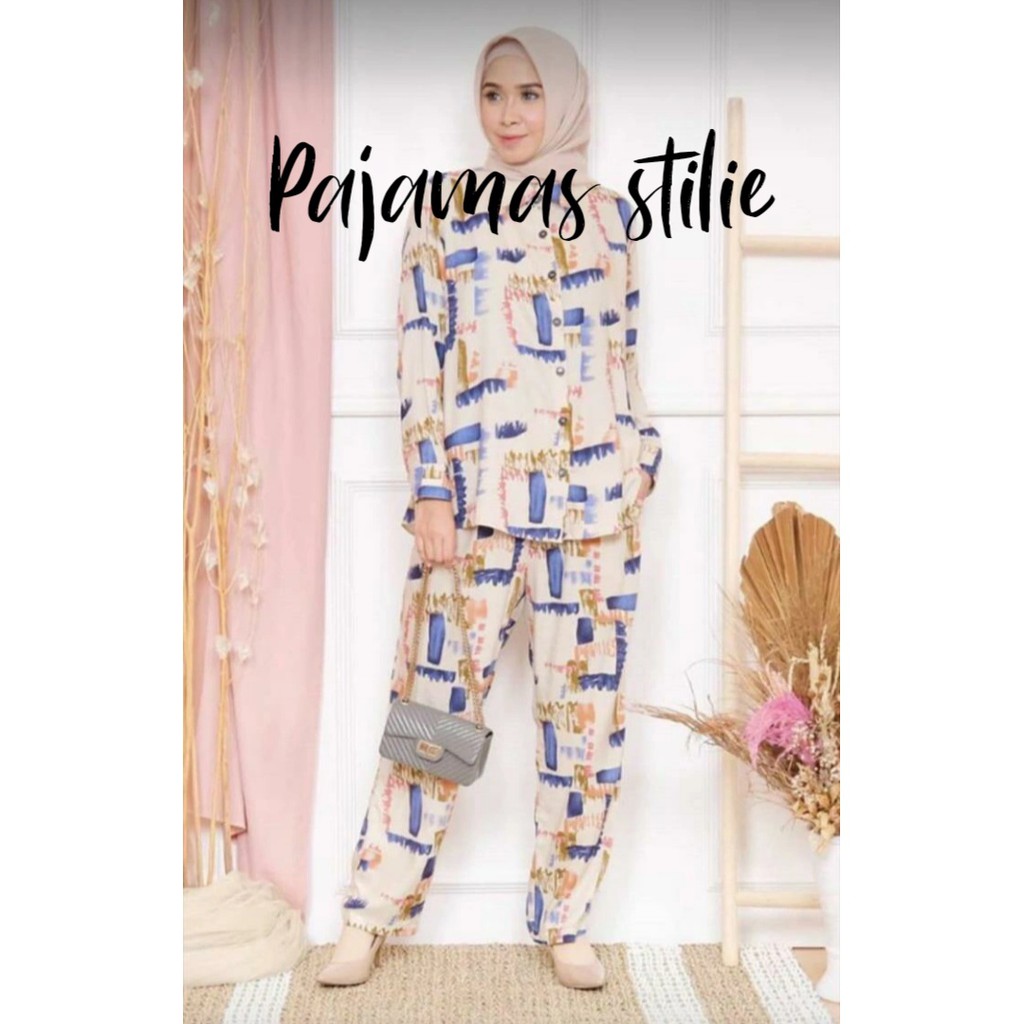 TERMURAH / Baju Tidur Lengan Panjang / Piyama Tidur / Pajamas Stilie Set / Pajamas Rayon Premium
