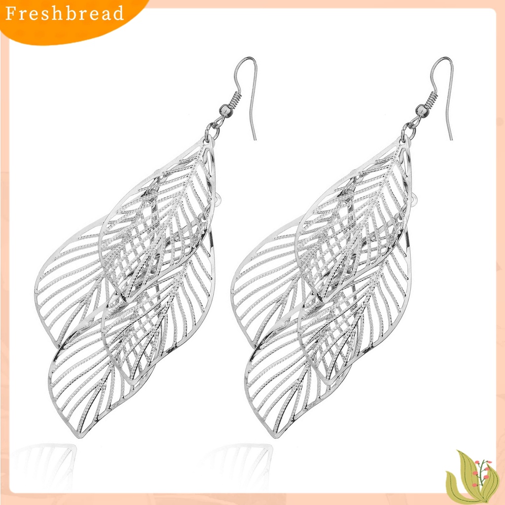 【Fresh】Women's Retro Baroque Style Cluster Hollow Leaves Tassels Hook Dangle Earrings