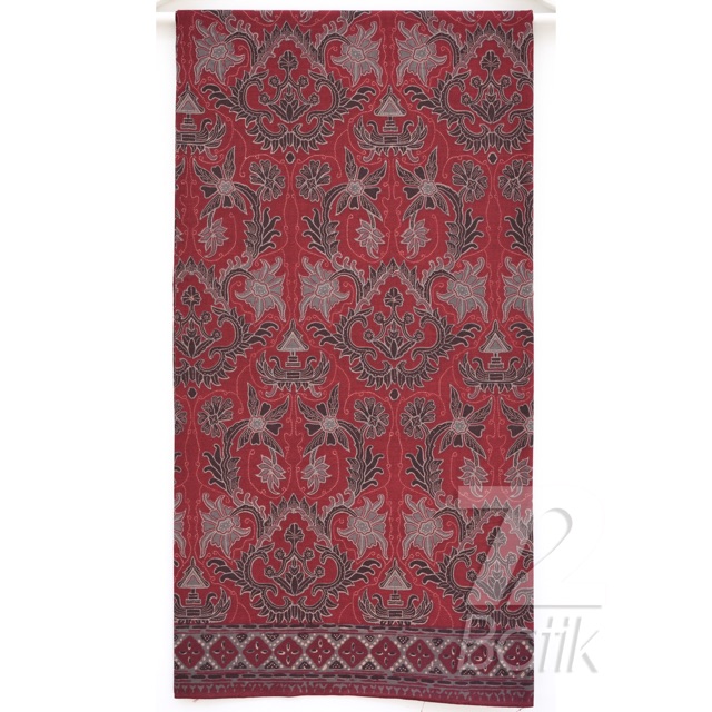 BAHAN BATIK PREMIUM Katun Motif Kembang Warna Merah Maroon Maron Marun 722822 Cap 72 Jarik Jarit Samping Kebat Panjang Batik Katun Modern Premium Bahan Seragam Batik Pernikahan Kantor Keluarga Murah Kamen Jadi Batik Bali Lembaran