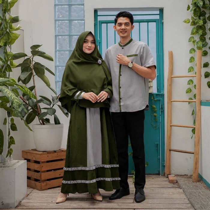 PC- COUPLE Nadira ARMY [Baju Couple 0121] VDR Baju Gamis Wanita -PC