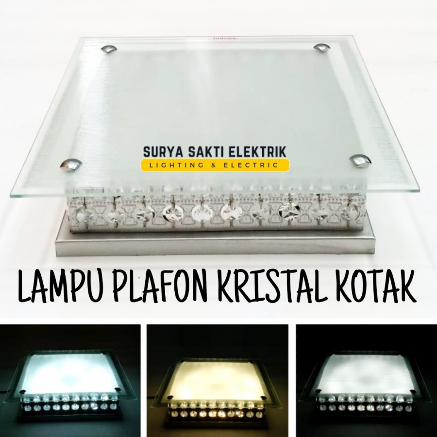 LAMPU HIAS PLAFON MINIMALIS KOTAK KRISTAL MEWAH MODERN RUANG TAMU