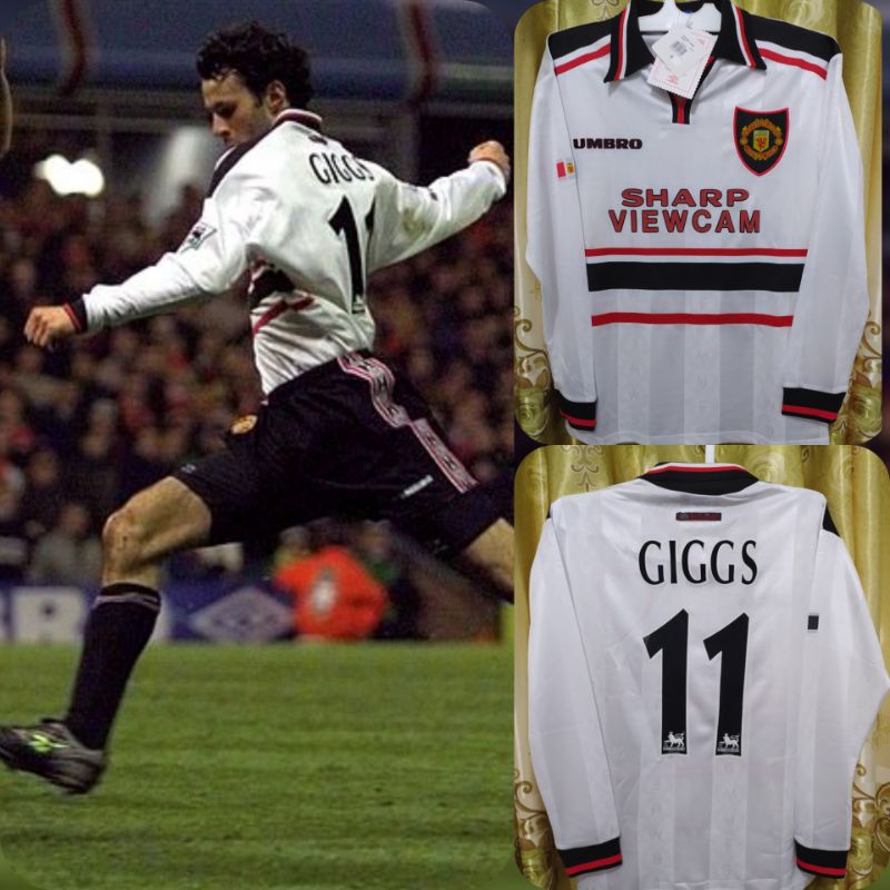 Jersey Retro emyu MU Away 1997 1998 1999 Giggs Scholes LS Lengan Panjang