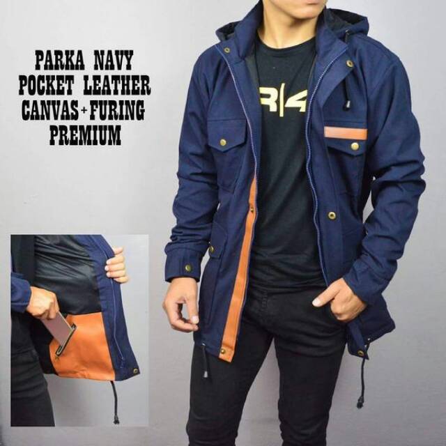 Jaket Parka Cowok Blue Navy