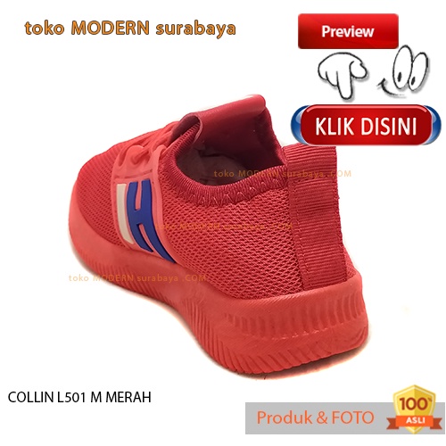 Sepatu anak casual slip on tali kain rajut COLLIN L501 M MERAH