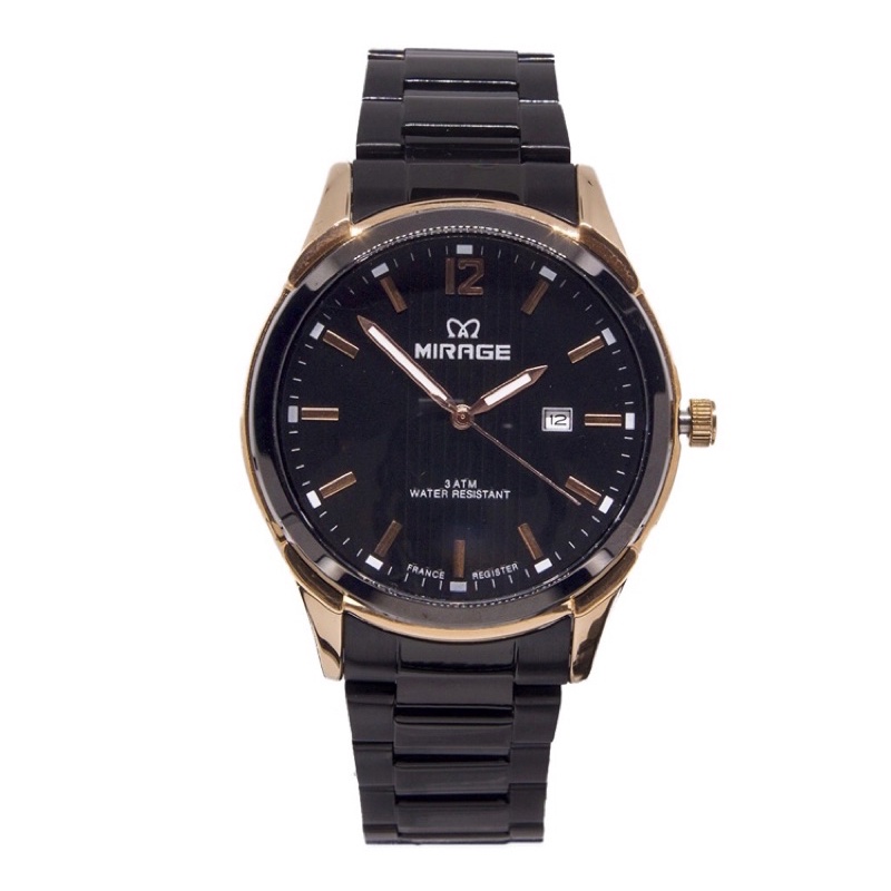 Mirage Jam Tangan Pria Original Tahan Air Analog Tanggal aktif  7570M Hitam Rosegold Baru Original M
