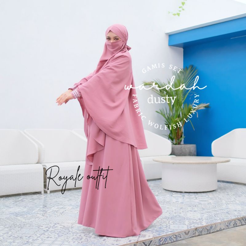 WARDAH SYARI GAMIS SET KHIMAR POLOS FRENCH KHIMAR ORI ROYALE