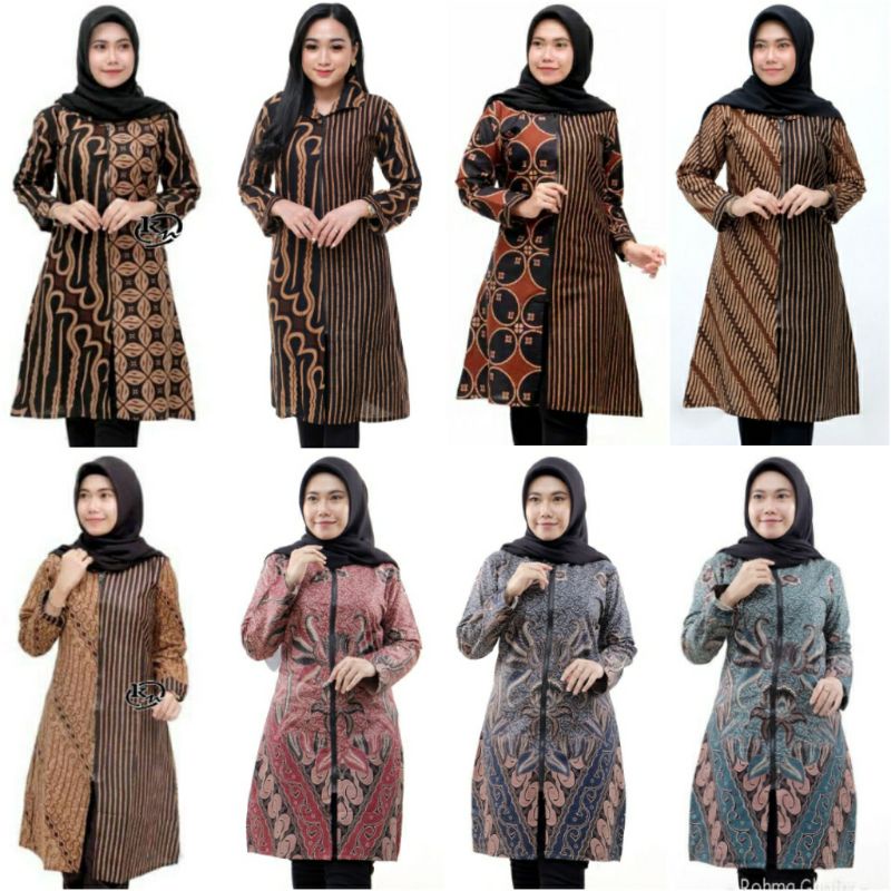 Batik BUSUI Jumbo M L XL XXL TUNIK BATIK ZIPPER DEPAN BUSUI ATASAN BATIK SERAGAM BAJU BATIK WANITA