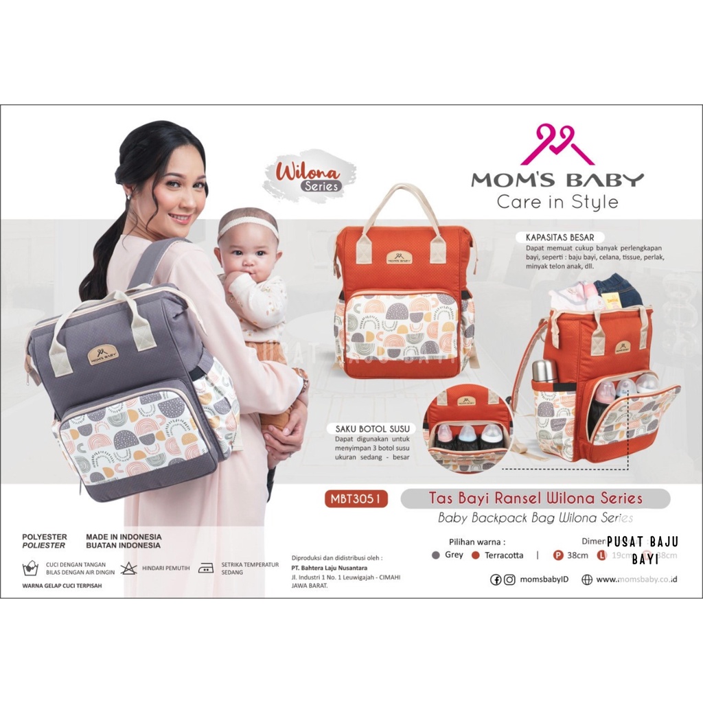 Tas Bayi Ransel Baby Backpack Bag WILONA SERIES merk MOMS BABY - MBT3051