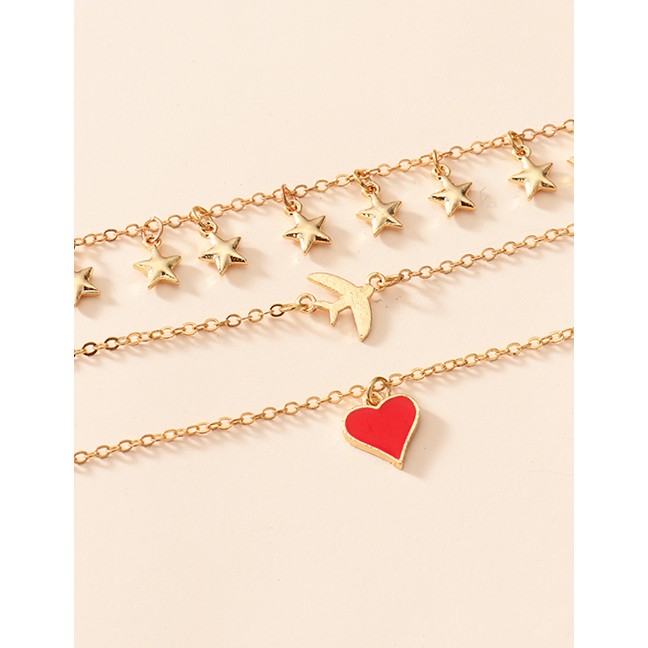 LRC Kalung Fashion Gold Color Alloy Multilayer Love P82867