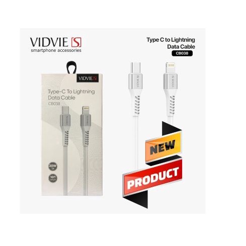 Cable type-c to lightning vidvie 1m charge sync 3A 20w fast charging cb038 cb-038 - Kabel data 100cm 1 meter