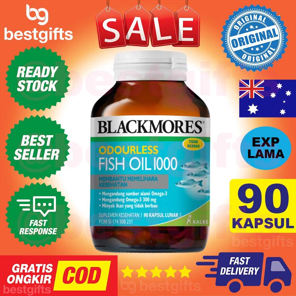 BLACKMORES ODOURLESS FISH OIL OMEGA 3 1000 MG 6 9 MINYAK IKAN DHA JANTUNG KOLESTEROL SENDI 90 KAPSUL